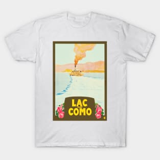 Lac de Como (Lake Como), Italy - Vintage Travel Poster Design T-Shirt